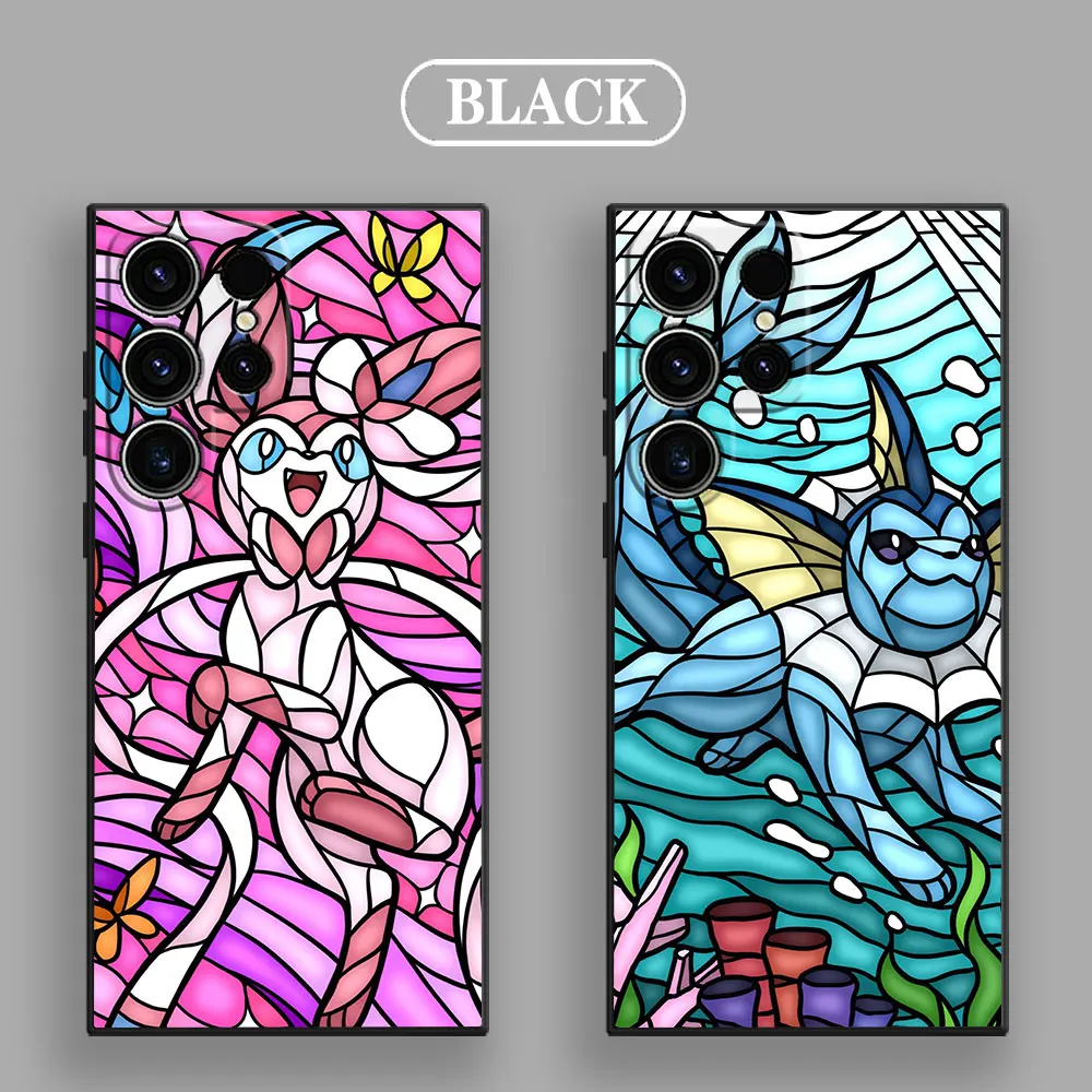 Pokemon Eevee Umbreon Sylveon Stained Glass S25 Case For Samsung Galaxy S25 S24 S23 S20 S21 FE S22 Ultra S10 Plus 5G Phone Cover