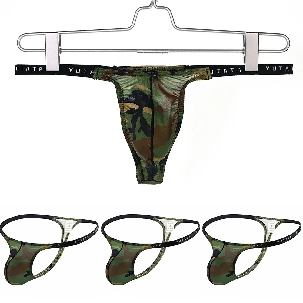 Sexy Men\'s Thongs Camouflage Bulge Pouch Briefs G-String Bikini Men Breathable Panties Brazilian Thong Underwear For Men