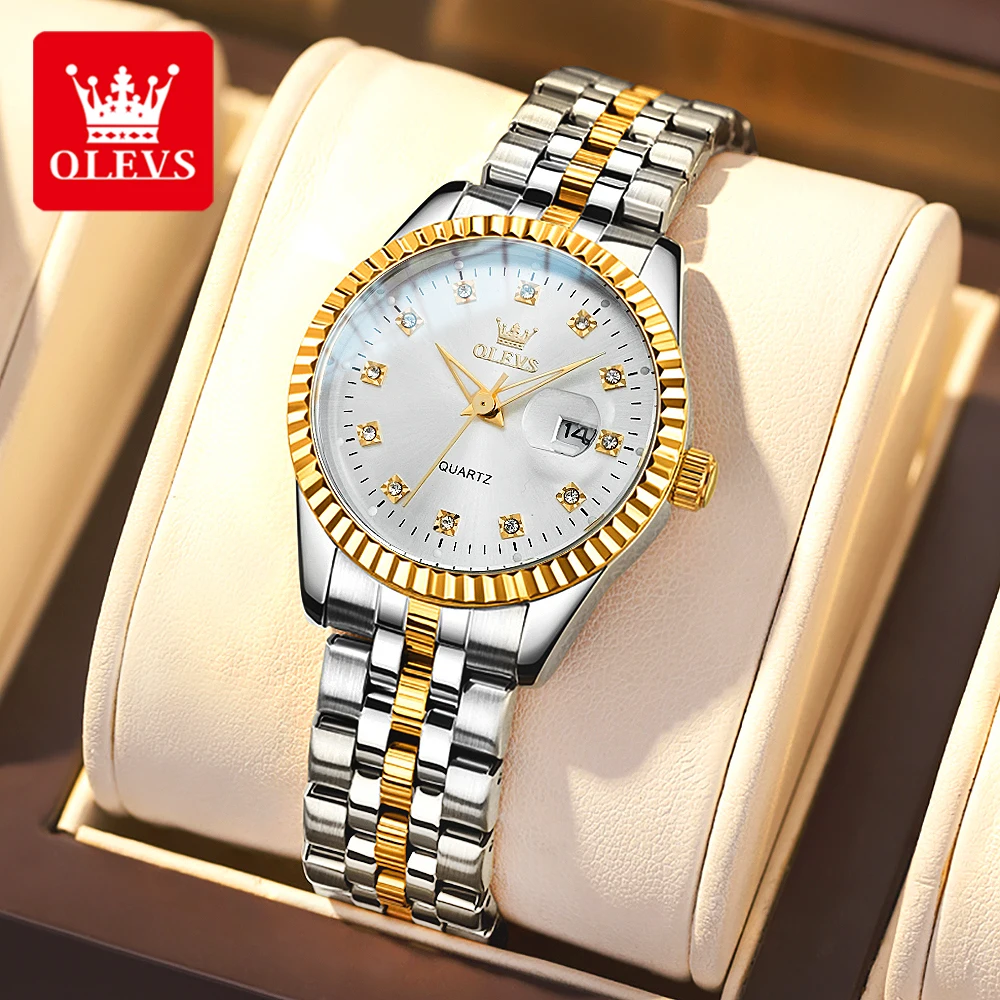 OLEVS 5526 Women Watch High Quality Elegant Diamond Automatic Date Waterproof Luminous Quartz Watch Luxury Original Women Watch