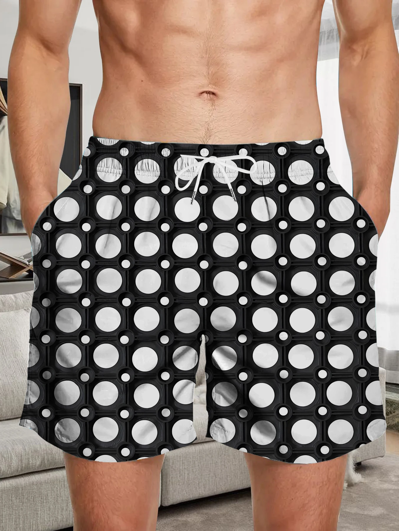 

Thin Section Quick Dry Polyester Shorts Men Full Digital Print Outdoor Beach Pants