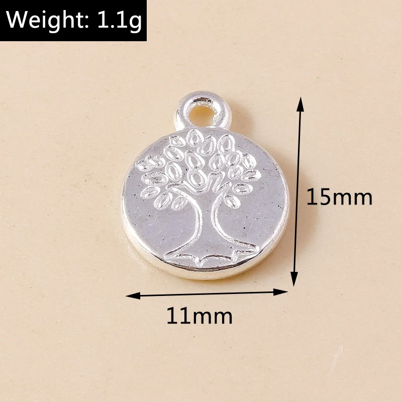 20 stücke 11*15mm Gold Silber Farbe Metall Lebensbaum Anhänger Legierung Baum Münzen Charms Armbänder Halsketten Schmuck machen Zubehör – Detail 1