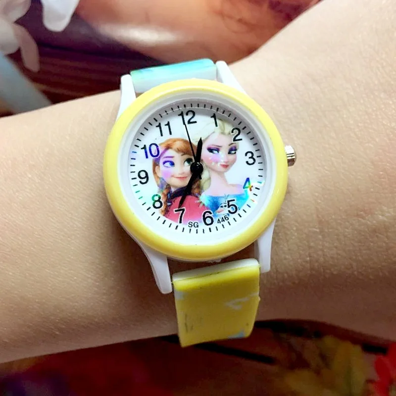 2022 New Frozen Luxury Kids Watches Cute Cartoon Watch for Girls Print Silicone Quartz Watch Fashion Childrens Wristwatch Clock