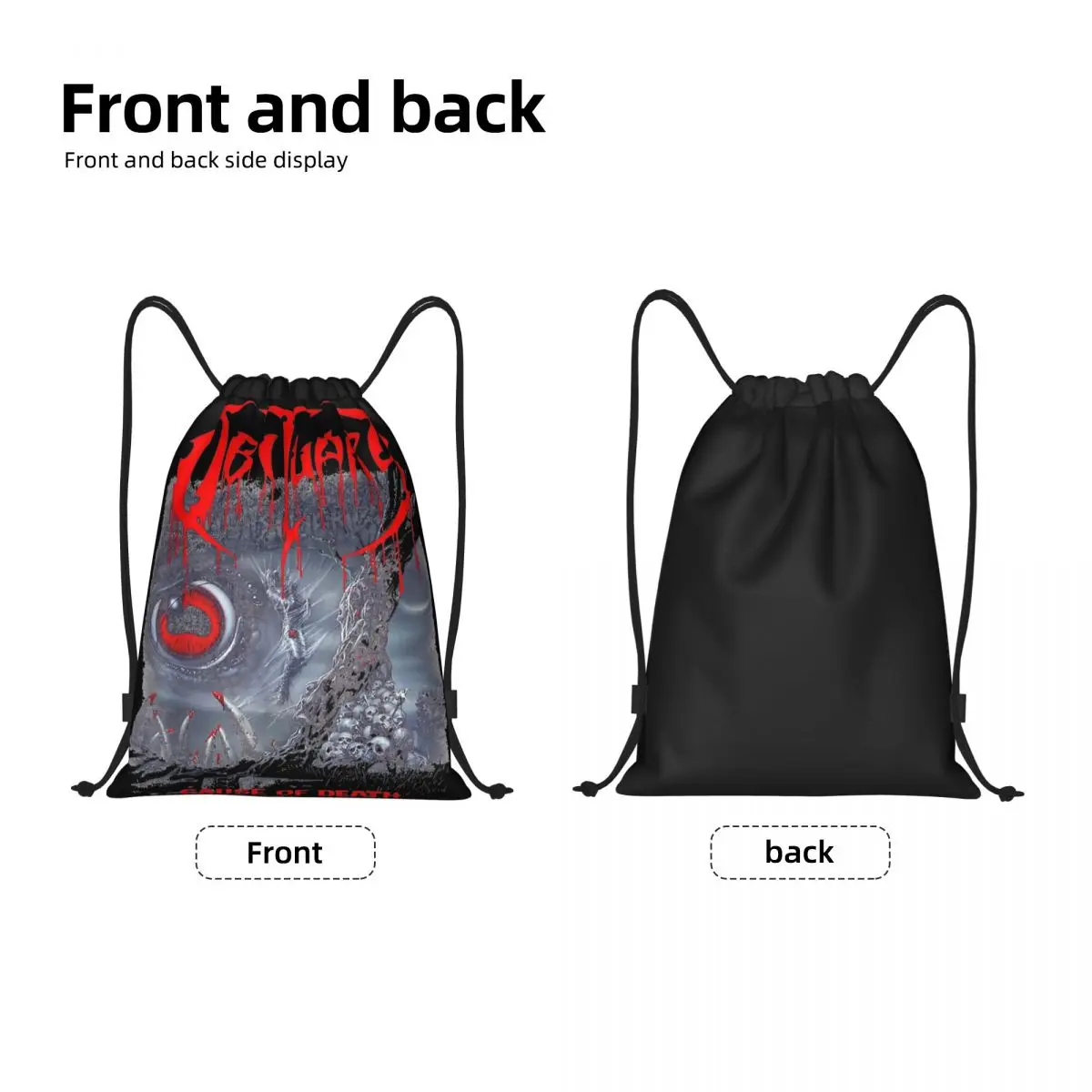 Mochila deportiva con cordón, bolso de cuerda con cuerda de ruido, mochila de gimnasio, música de Metal de la muerte