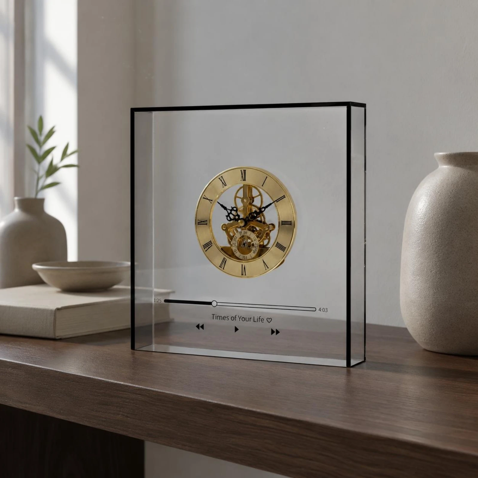 

Transparent Mechanical Clear Clock Visible Gears Floating Clear Clock Home Decor