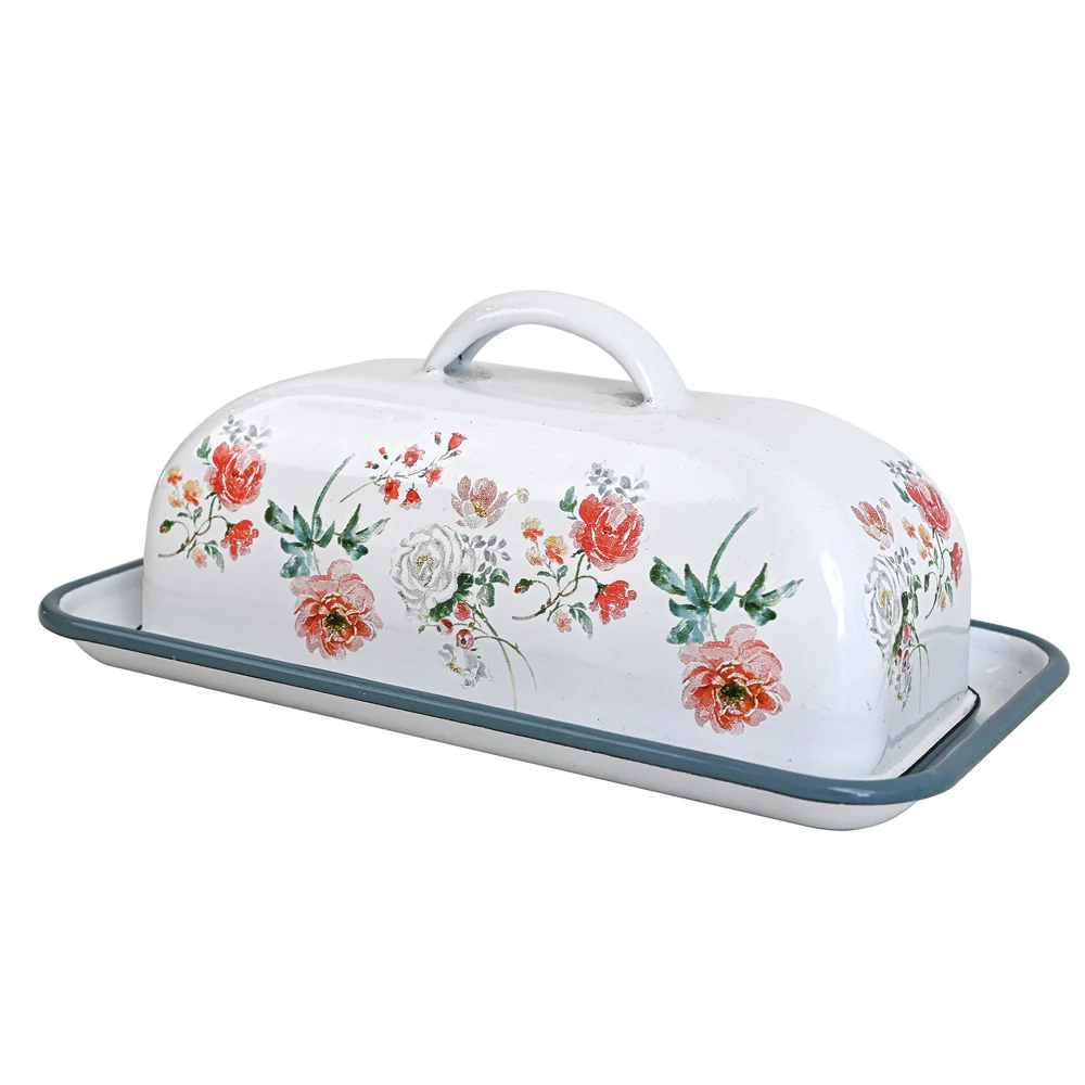 

Butter Dish With Cover Applicable To Workbench Non-Damable Metal Container Retro Darmhouse Style Dishes