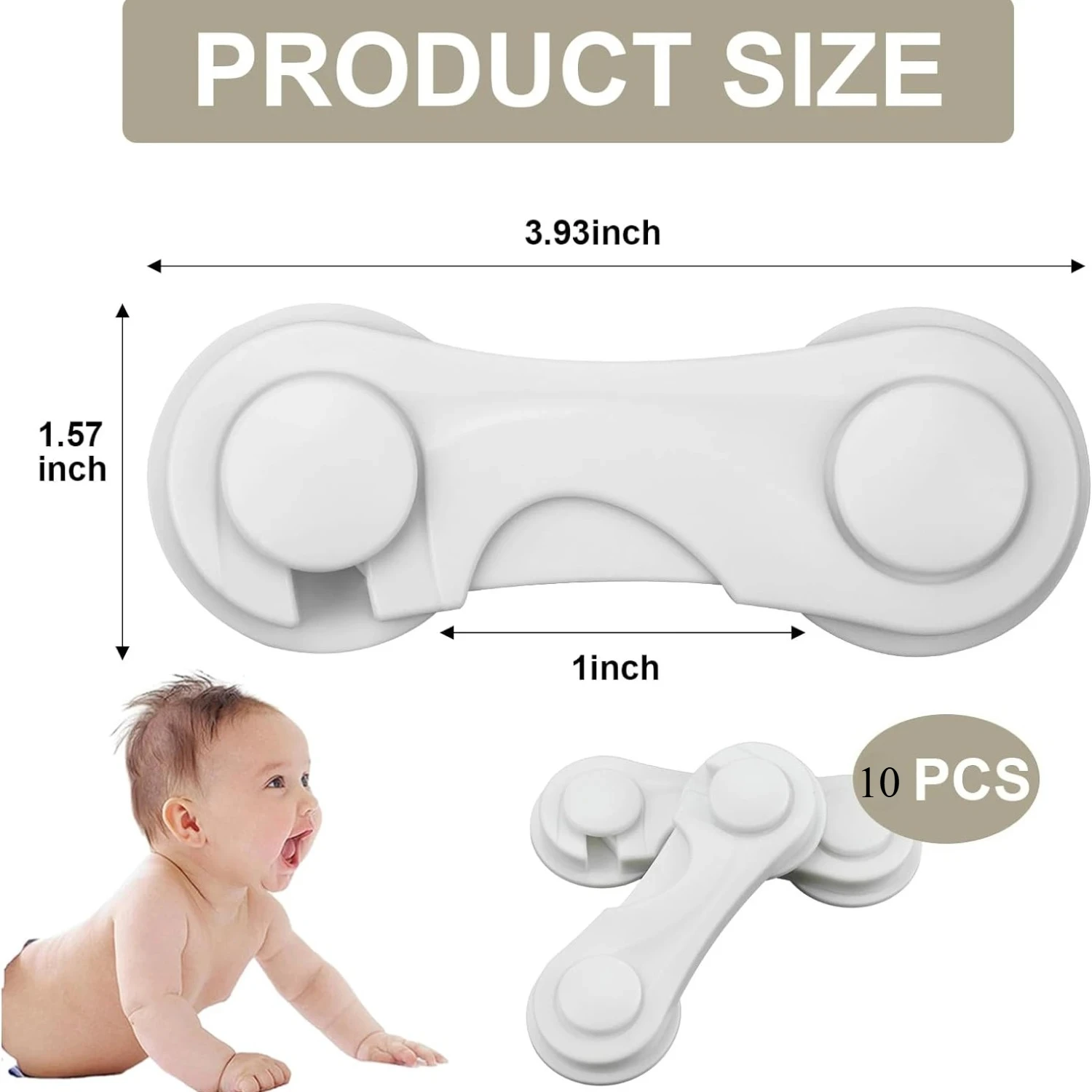 10 PCS Multi-Purpose Safety Lock for Baby & Kids Safety, Cabinet Locks with Adhesive for Drawer, Cupboards Fridge, Closet，Pantry
