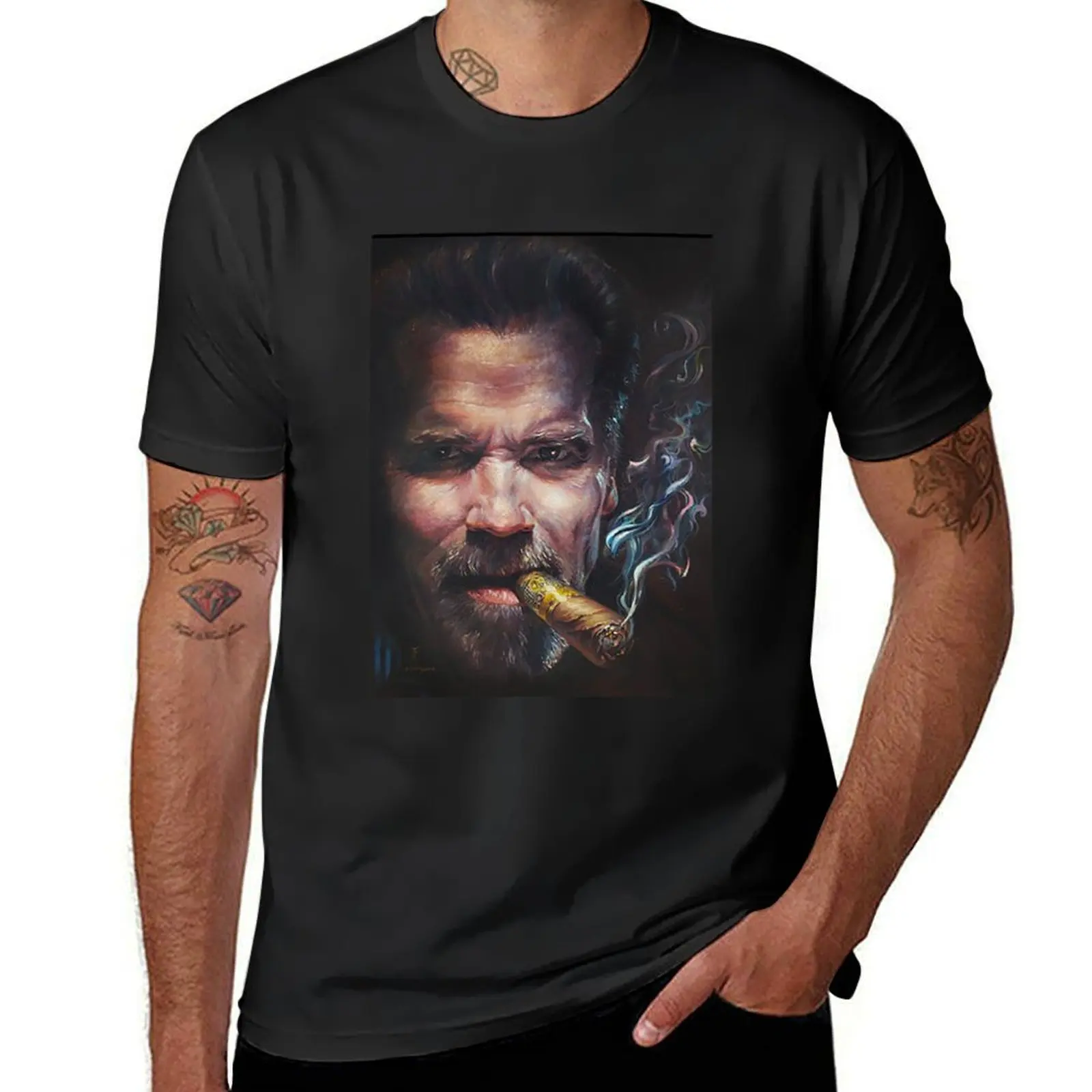 Arnold Smoking a CigarStogifunny tee T-Shirt tops aesthetic clothes Aesthetic clothing shirts graphic tees mens t shirt