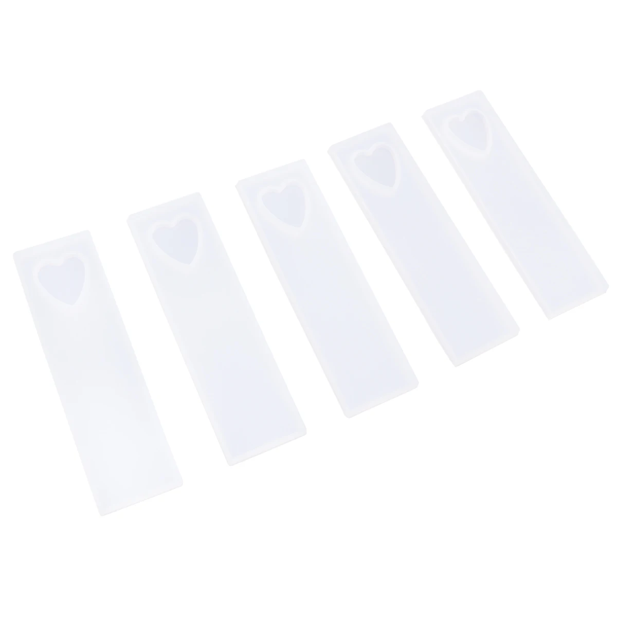 

5pcs DIY Bookmark Molds Crystal Drop Glue Heart Shape Bookmark Molds Silicone Bookmark Casting Mould (White)
