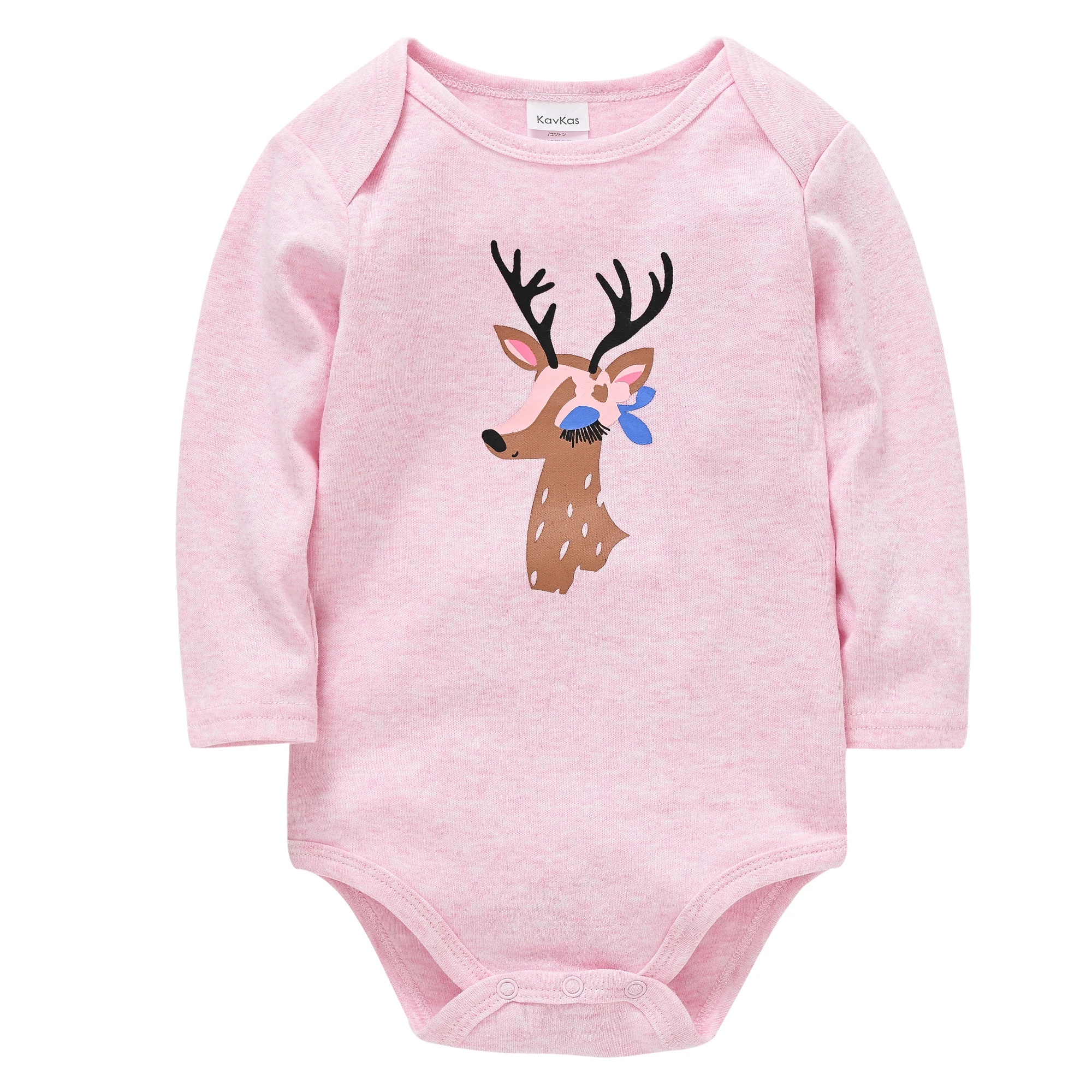 Baby-Mädchen-Body mit langen Ärmeln aus Baumwolle, 3-teiliges Set mit Hirsch-, Blumen- und Karomuster, Baby-Strampler, Einteiler, Frühlings- und Herbstkleidung, Jumpsuit, Sonnenanzug – Detail 7