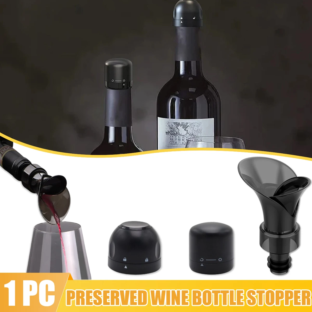 Vacuum Wine Wine Champagne Bottle Cap Stopper Reusable Leak Proof Silicone Seal Bottle Stopper Wine Stopper Keep Wine Bar Tools