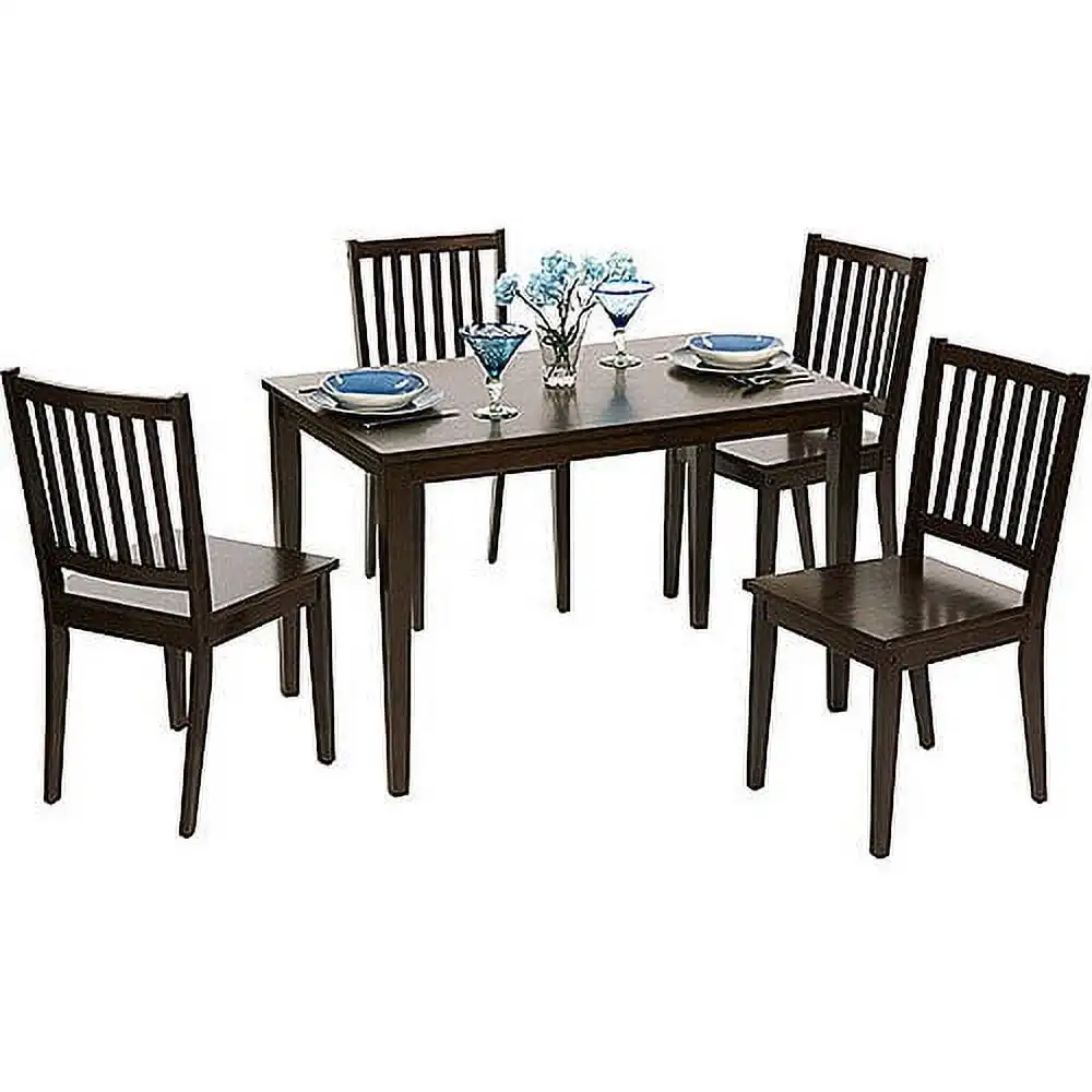 Dining Chairs Set of 4 Espresso Slat Back Shaker Style Design Sturdy Construction Perfect for Dining Room