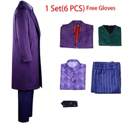 6PCS/Set Men's Vintage Retro Full Set Green Trench Coat Vest Shirt Pants Gloves Tie for Halloween Party
