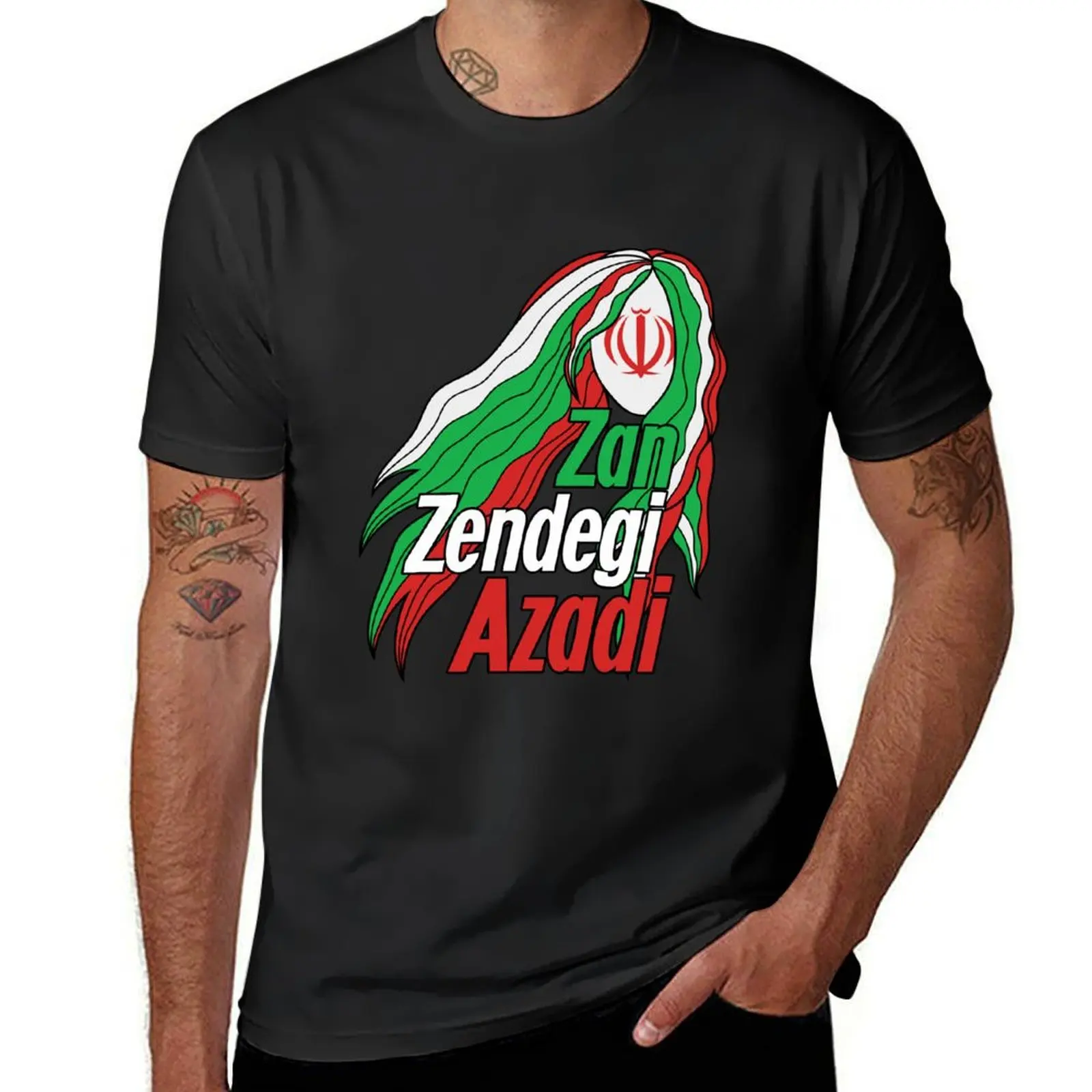 Zan Zendegi Azadi T-Shirt oversized hippie clothes boys animal print mens workout shirts