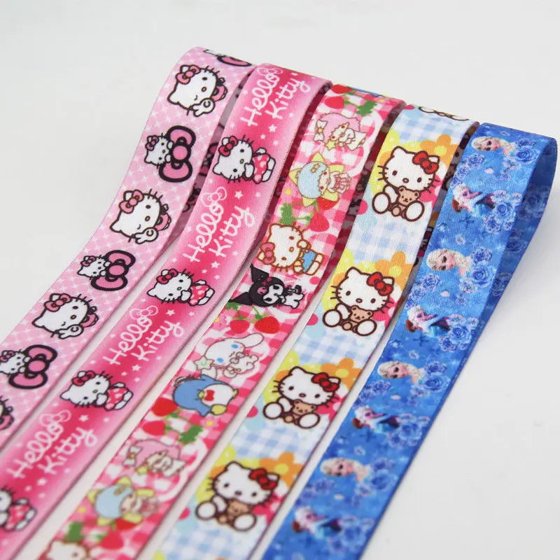 Sanrio-Cinta de Hello Kitty de 2cm, envoltura de regalo impresa de doble cara con lazo para niña, cordón para teléfono DIY, correa para hervidor, Material de cuerda