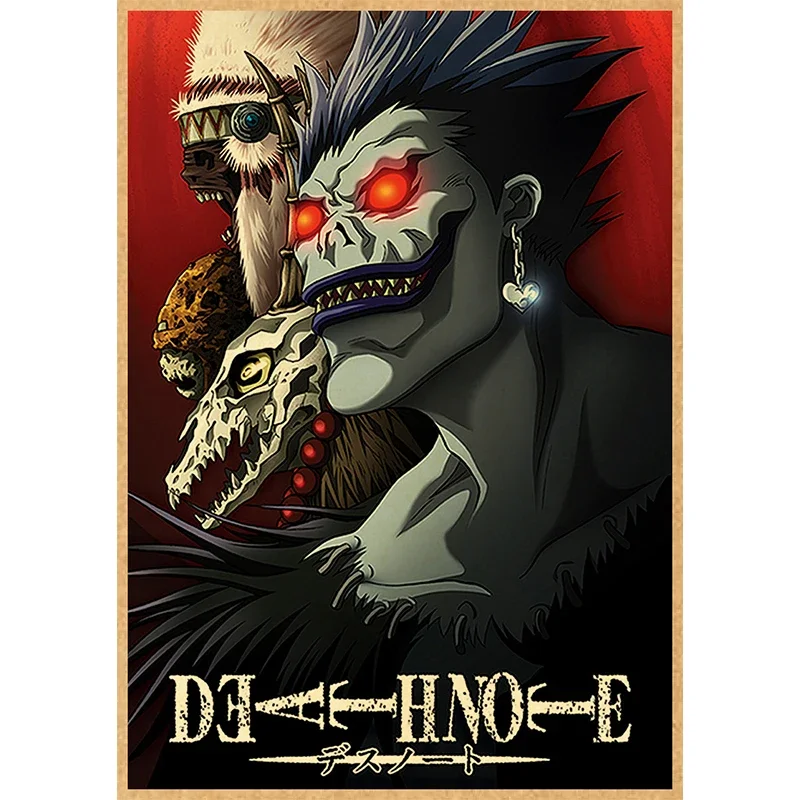 Death Note Aanime Poster, Vintage Print on Kraft Paper 4K High Quality, Home Room Wall Stickers Decorative Art Pictures