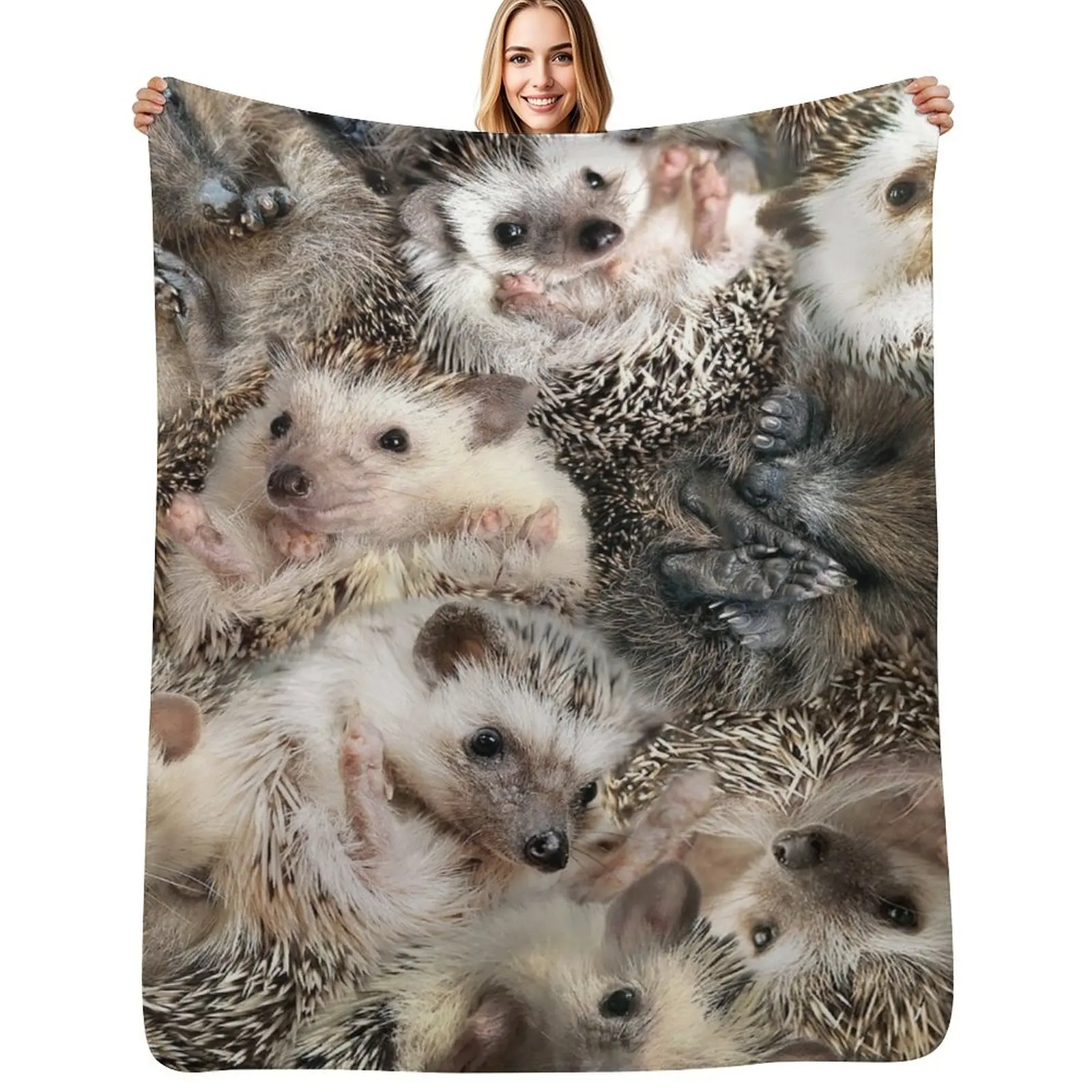 Hedgehogs Throw Blanket Soft Solid Color Blanket for Couch Bed