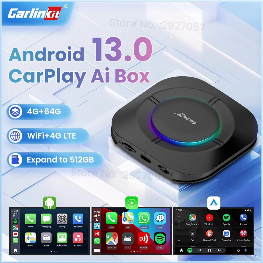 CarlinKit CarPlay Ai Box SM6115 8 cores Android 13 TV Video Streaming Box for Car Wireless Car Play Android Auto Box 4GLTE 4+64G