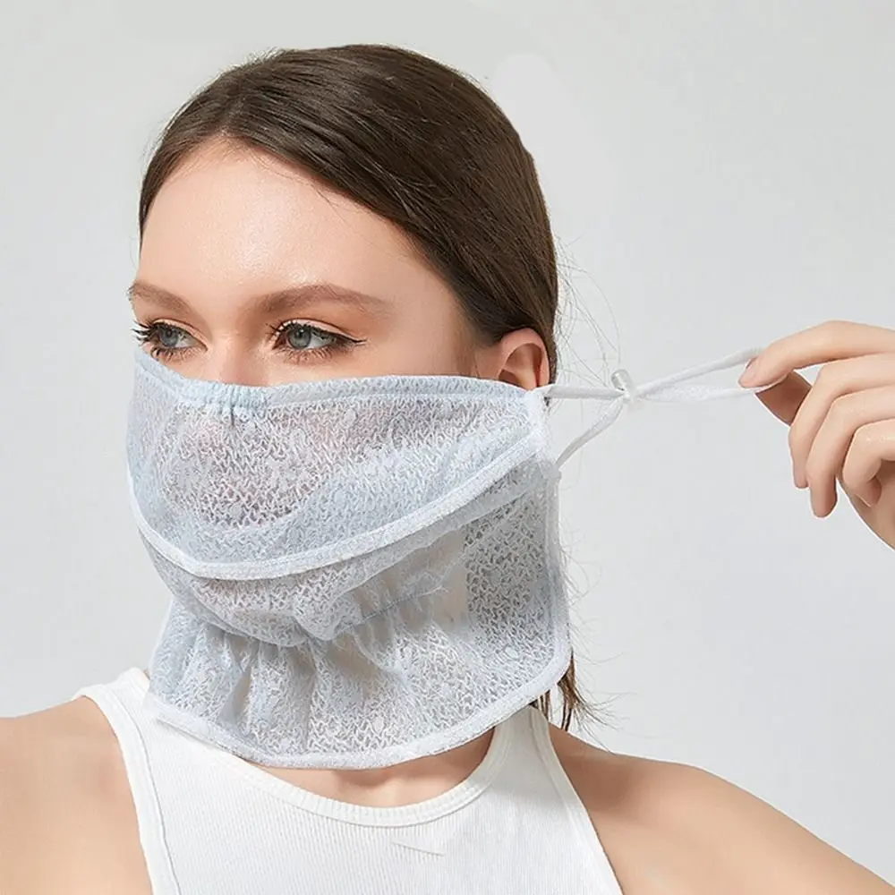 حماية الرقبة وشاح حريري الشمس الأشعة فوق البنفسجية حماية في الهواء الطلق الصيف الدانتيل المضادة للأشعة فوق البنفسجية غطاء الوجه وشاح واقية من الشمس الحجاب قناع واقي من الشمس