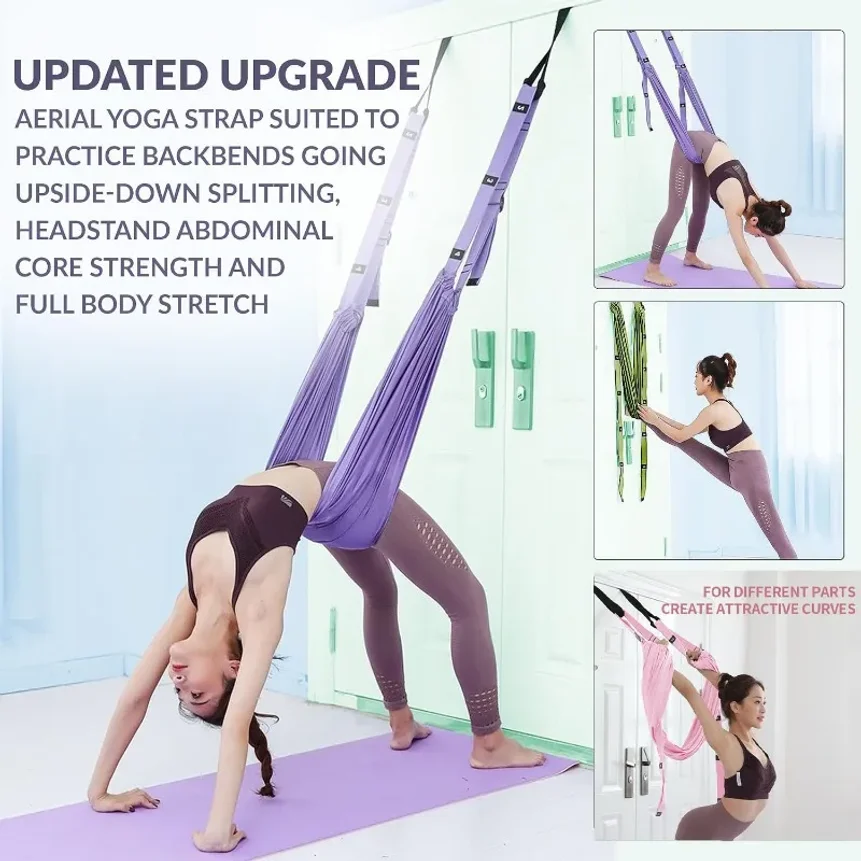 Adjustable Aerial Yoga Hammock Set Pilates Anti-gravity Swing Stretch Strap Dance Fitness Yoga Training Body Shaping Exercises