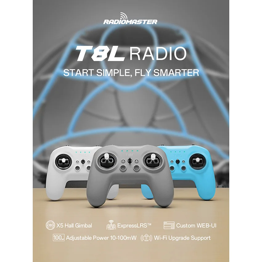

Радиоуправляемый пульт RadioMaster T8L ExpressLRS + джойстик X5 с датчиками Холла для тренировок на дрон-симуляторе – стартовый комплект для FPV-новичков