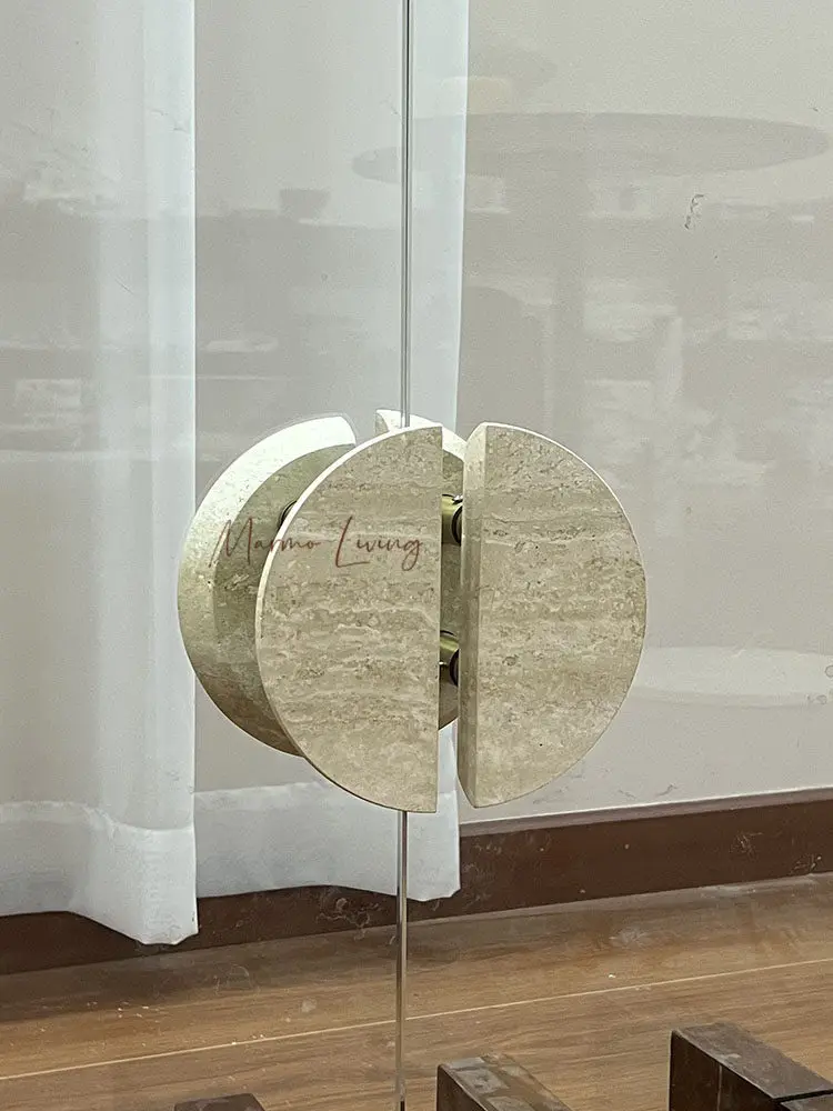 

Luxury Creative Arc Travertine Marble Handle Glass Door Knob with Metal Drawer Wardrobe