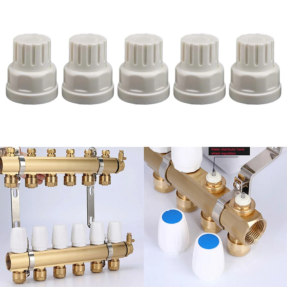 Set of 5 Radiator Valve Suitable for Floor Heating Manifold Hand Wheel and Radiator Valve Temperature Control M30x1.5