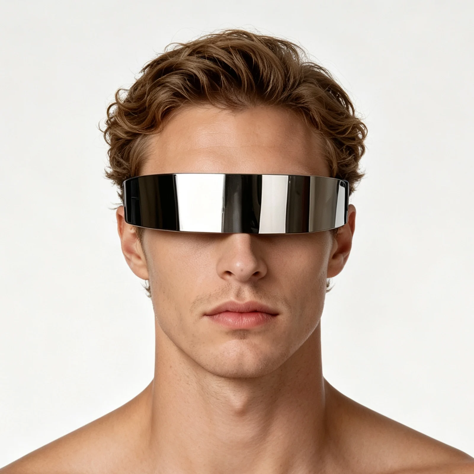 Silver Metallic Mirror Sunglasses Futuristic Tech Visor Shades Y2K Punk Cosplay Rave Nightclub Stage Performance Party Eyewear