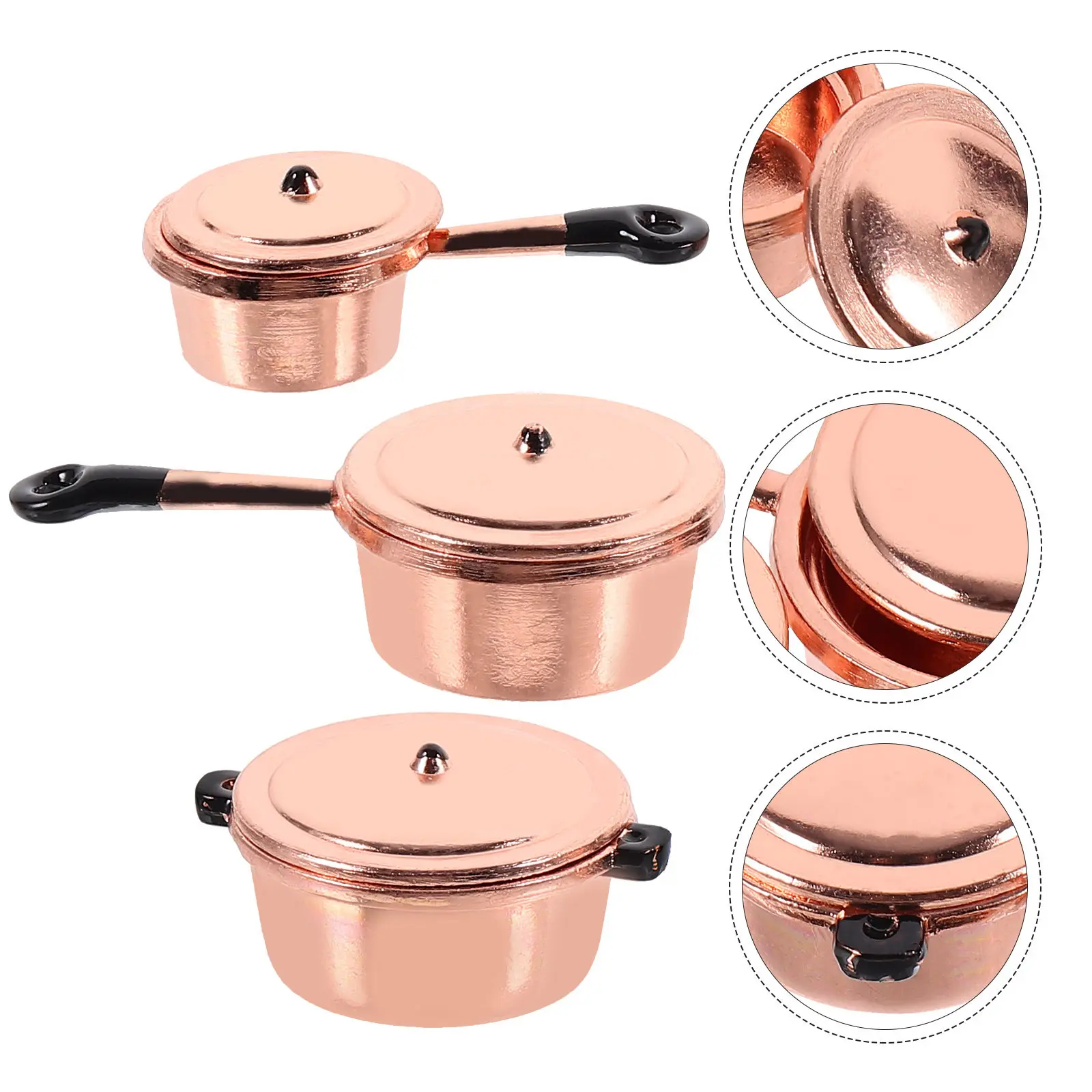 

1Set Miniature Kitchen Cooking Pot Iron Material Realistic Design Mini House Decoration Dollhouse Kitchen Accessories Mini