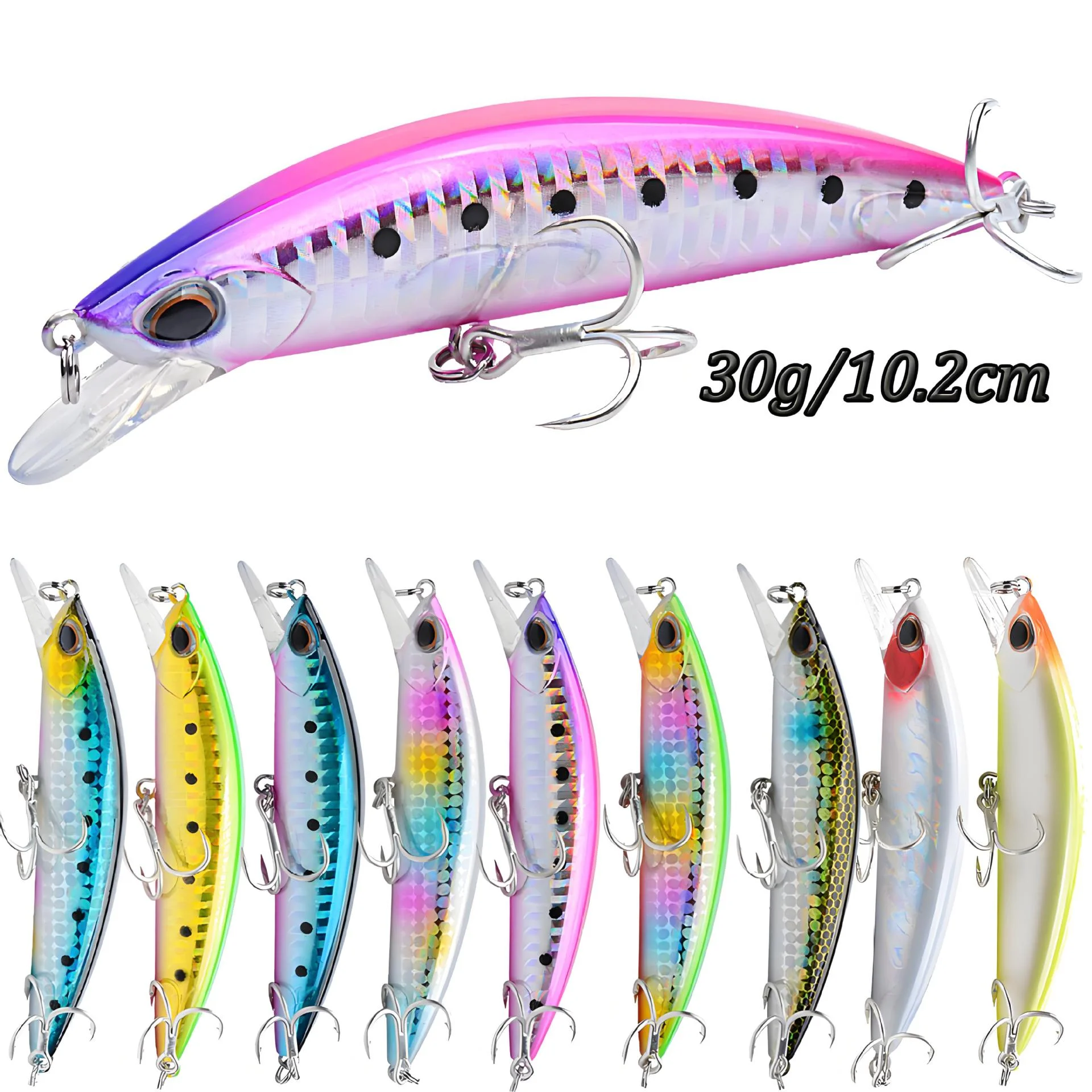 Nuntoak iscas de arremesso de longo alcance iscas de pesca marítima afundando isca 3d olhos 9.5cm/30g 10.2cm/30g iscas duras mar baixo iscas de pesca
