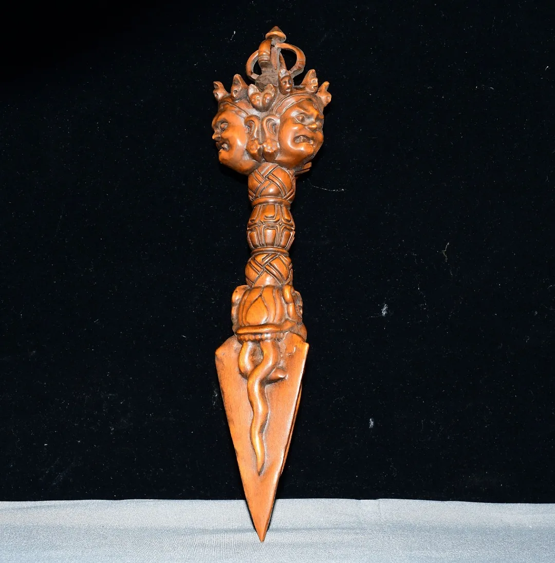 High-quality natural small-leaved juniper wood vajra ornament for home feng shui decoration