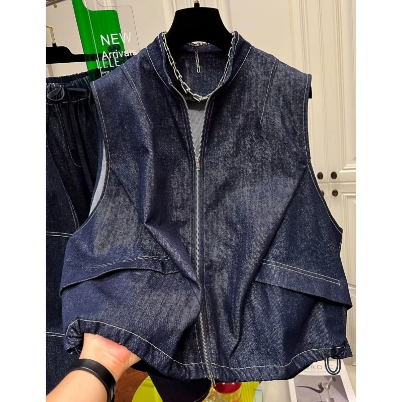 

Джинсовый жилет большого размера 300 Pou, новинка весна-осень, для многослойного ношения, с наплечниками, в американском повседневном стиле