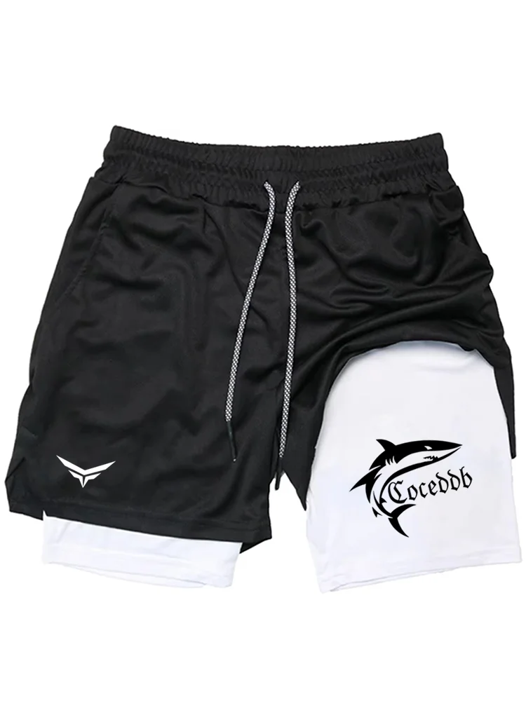 

2 in 1 Compression Shorts for Men Gym Workout Running Shorts with Phone Pockets Athletic Quick Dry Activewear WX019