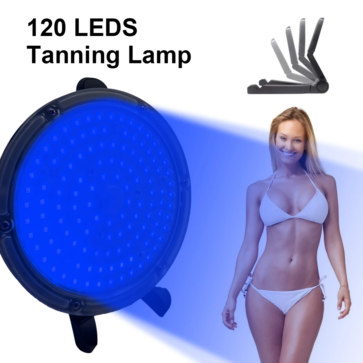 Desktop UV Tanning Lamp 120 LEDs. For Facial and Body Tanning with Ultraviolet Rays. 457 Blue Light. For Home Sunbathing