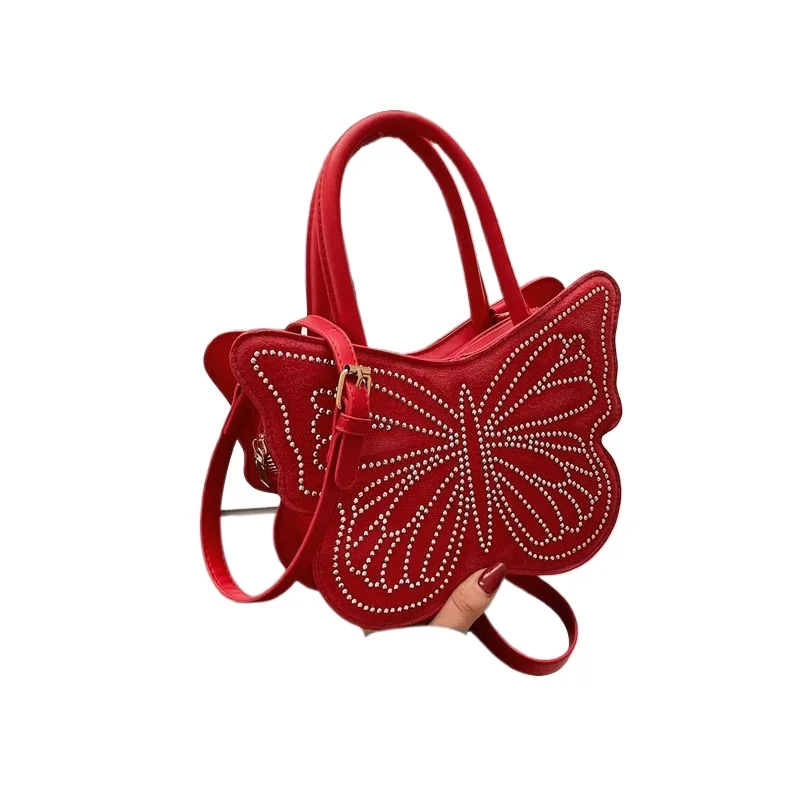 

Премиальная сумка в иностранном стиле с инкрустацией стразами, новая универсальная сумка-мессенджер для осени и зимы, модная портативная сумка-бабочка