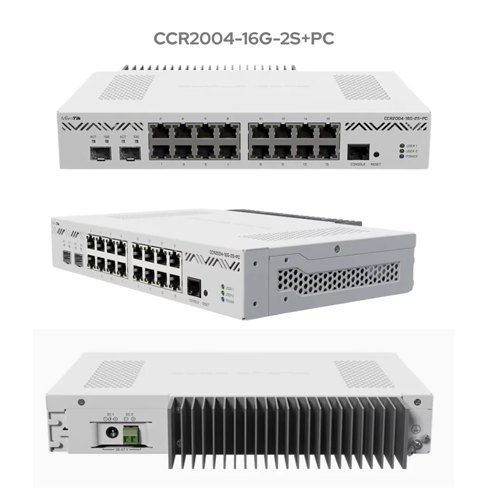 MikroTik CCR2004-16G-2S+PC 16 Gigabit 2 Gigabit Optical Port Smart Router CCR2004-16G-2S+PC