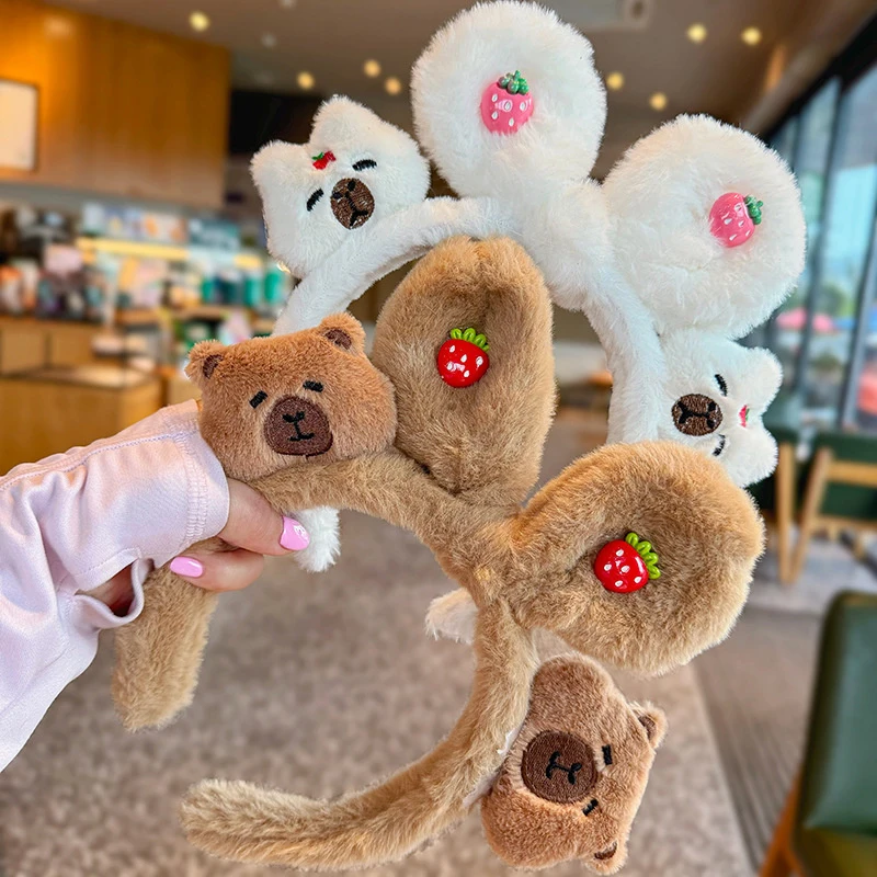 קריקטורה capybara washed friband capybared friend בובה אופנה רחבה שושבינה שיער הלהקה יצירתי מתנות