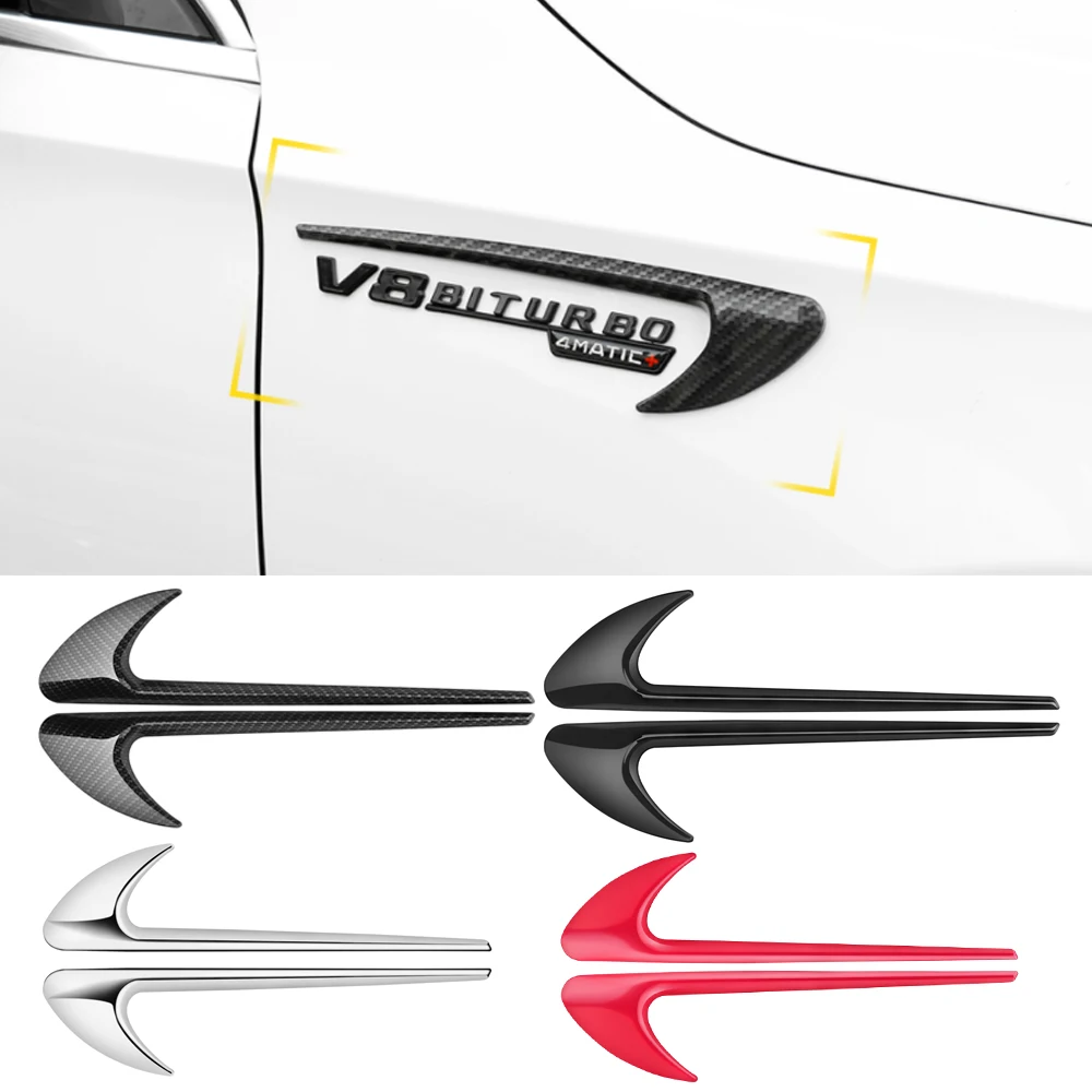 

2pcs Car Door Wing Fender Vent Marker Sticker Side Sticker for Brabus Mercedes Benz Maybach AMG Biturbo S63 C43 E53 A/C/E/S/G