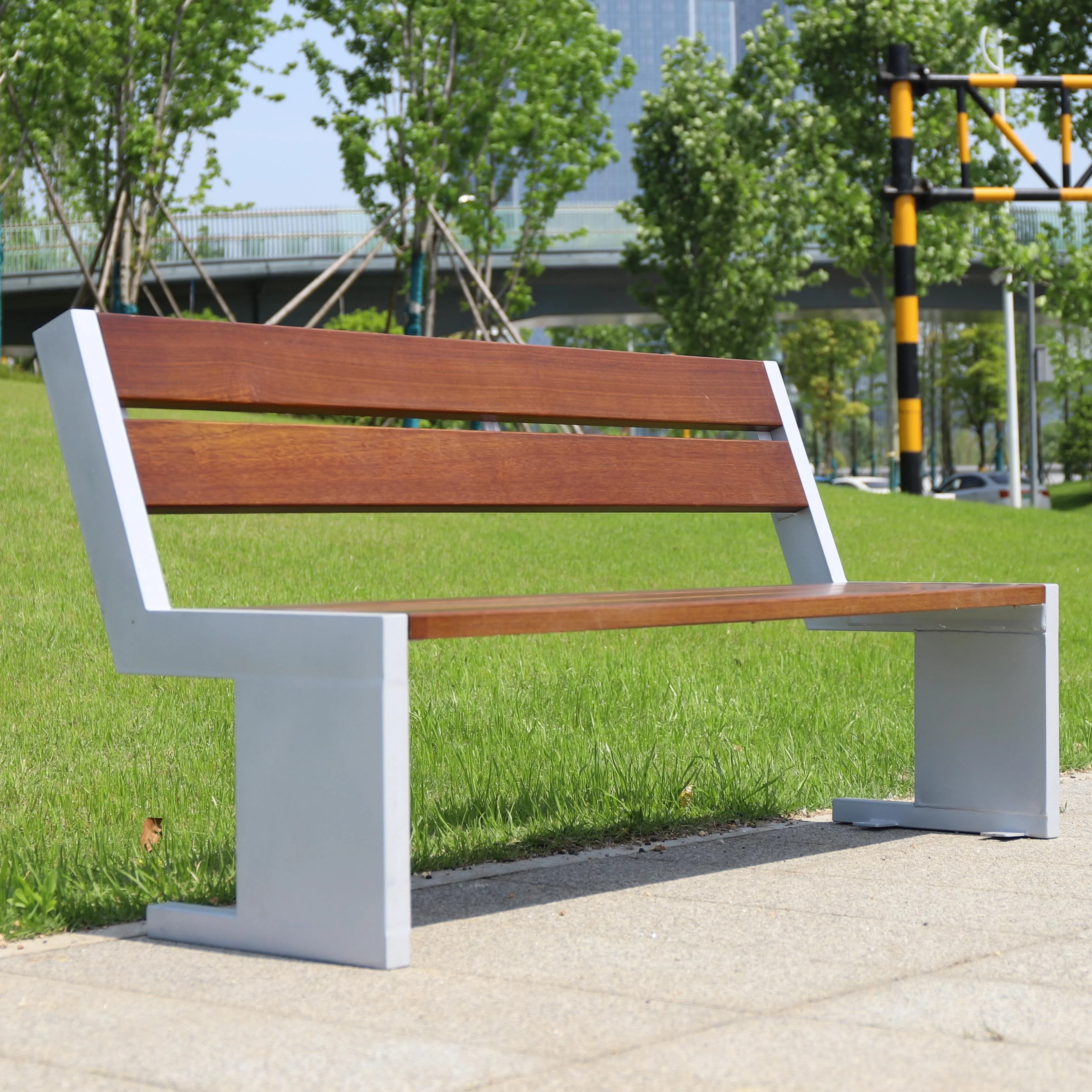 

Heavy Duty Metal Urban Outdoor Seating Benches Knock-down Solid Wood Park Waiting Street Patio Benches