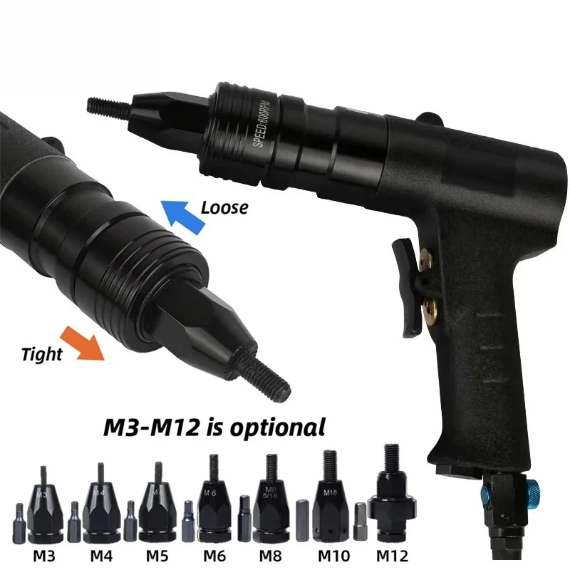 Pull Setter Air Rivets Nut Gun M3/M4/M5/M6/M8/M10/M12 Pneumatic Riveters Pneumatic