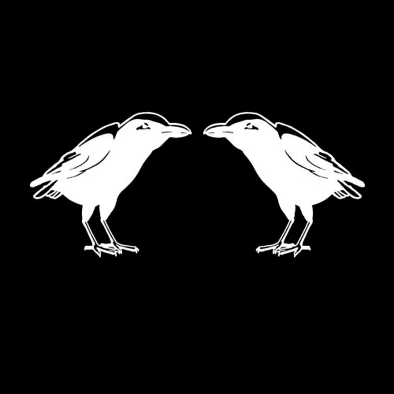 RAVEN BIRD Left and Right Funny Stickers High Quality Car Decoration Personalized Pvc Waterproof Decals Black/white, 14cm*13cm