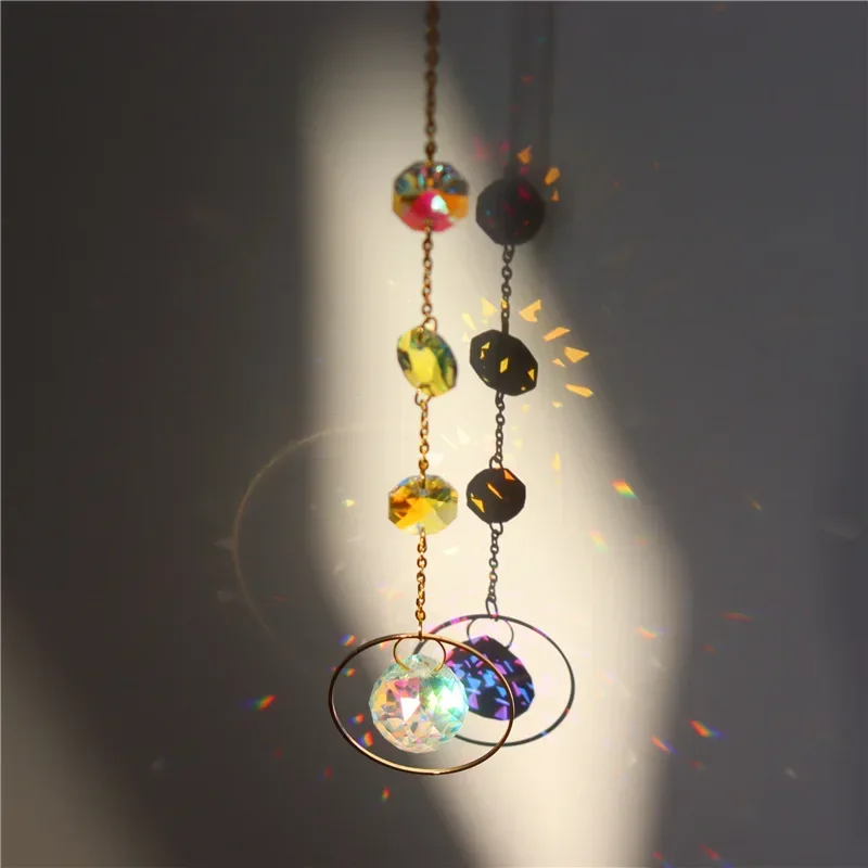 Crystal Suncatcher Moon Star Rainbow Sun Catcher Wind Chime Pendant Sun Catcher Pendants Outdoor Garden Yard Hanging Decor