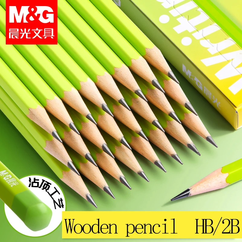 M&G Holzbleistift mit Sechskantgehäuse, HB/2B für Kalligrafie-Übungen von Schülern und Bürobedarf