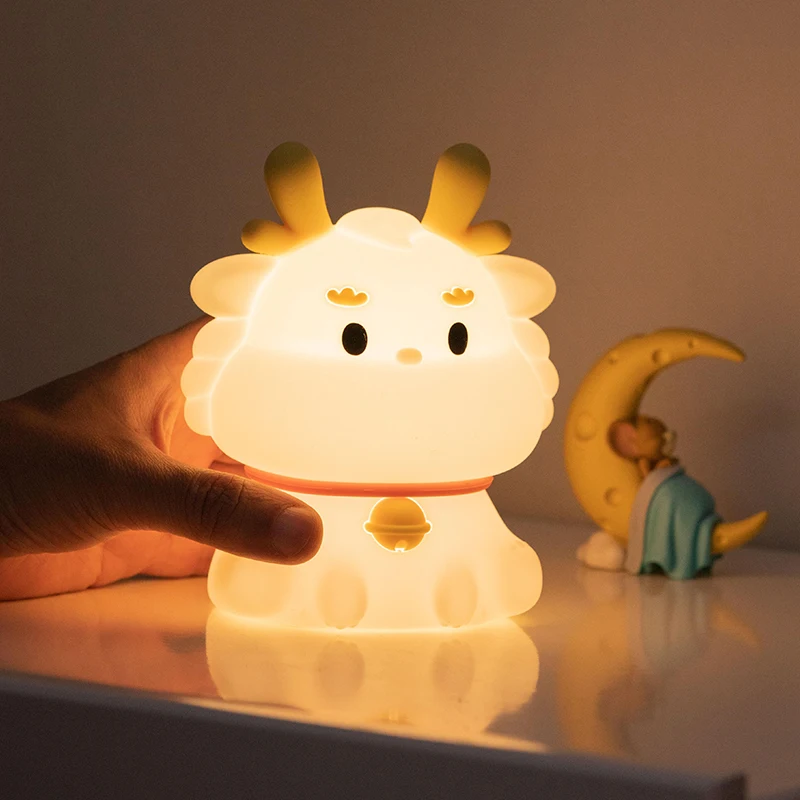 1pc LED nightlight Cute Chubby loong light cartoon animal silicone light Children boy Girl gift family room decoration