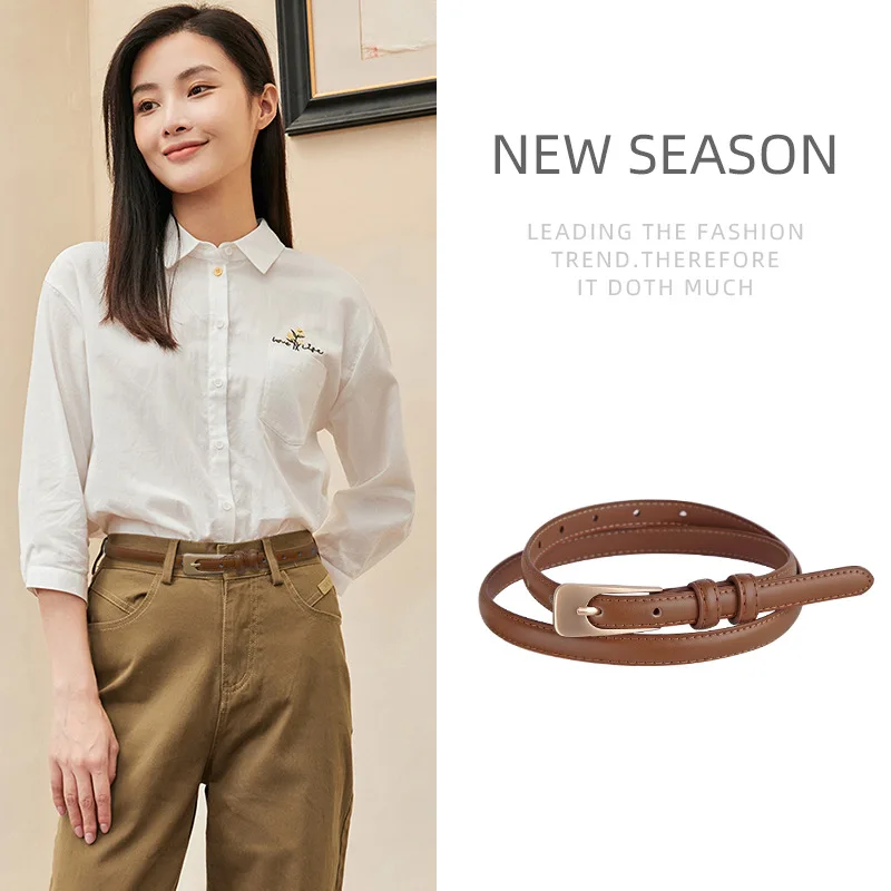 Designer Classic Retro Leather Belt Women's Leather Thin Waist Belt Women's Casual Fashion Belt