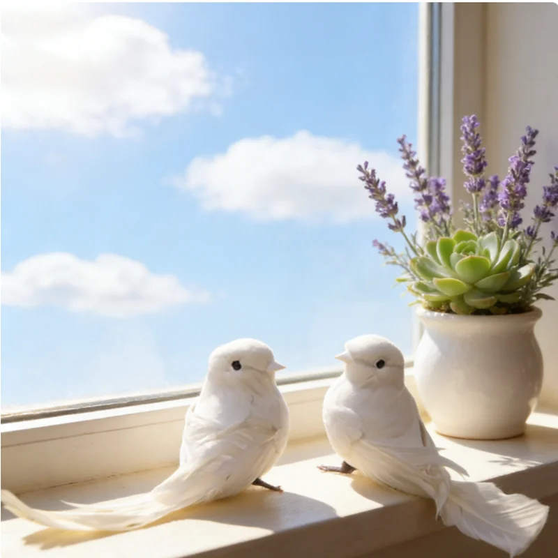 2026 Simulated White Dove Bird Decoration, Artificial Feathered Bird for Home Decor, Wedding Centerpiece, and Party Decoration