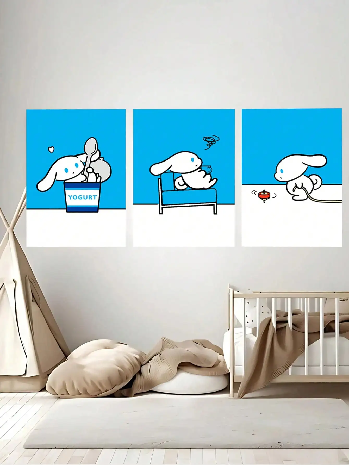 Современный Sanrio Cinnamoroll аниме милый мультяшный постер холст живопись художественная бумага кофейня бар комната Настенный декор девушки безрамный