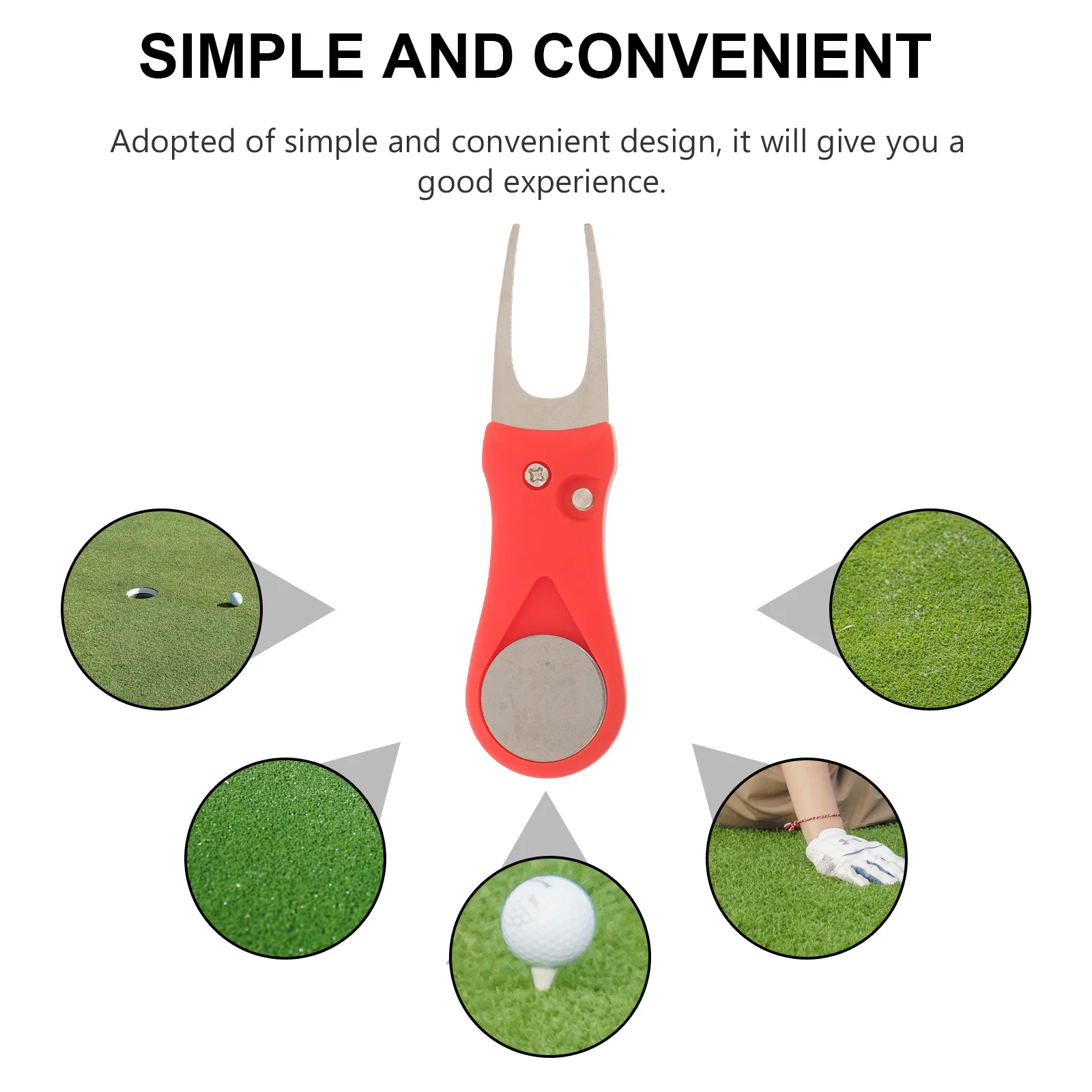 Golf Divot Repair Tool with Ball Marker Compact Metal Divot Fork for Green Maintenance Professional Golfing Accessories