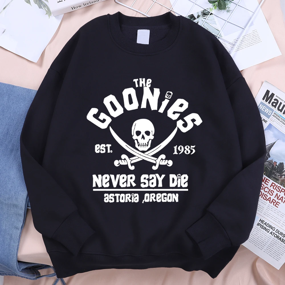 The Goonies Never Say Die Printing Hoody Man Hip Hop O-Neck Menswear Fashion Fitness Hoodie Crewneck Loose Fleece Sweatshirt