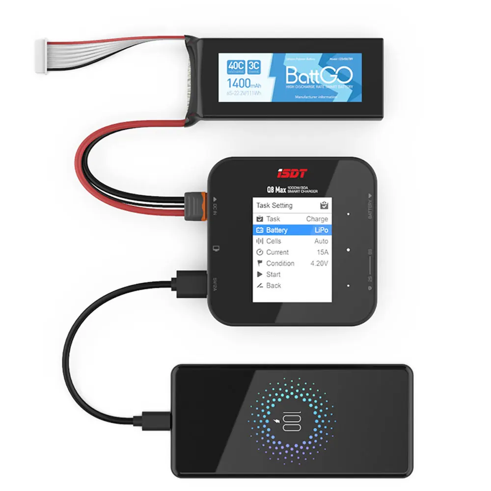 ISDT Q6 NANO / Q8 MAX Smart Ladegerät 200W / 1000W 8A 30A BattGo 1-8S Lipo Batterie Balance Ladegerät für RC FPV Drone Quadcopter DIY