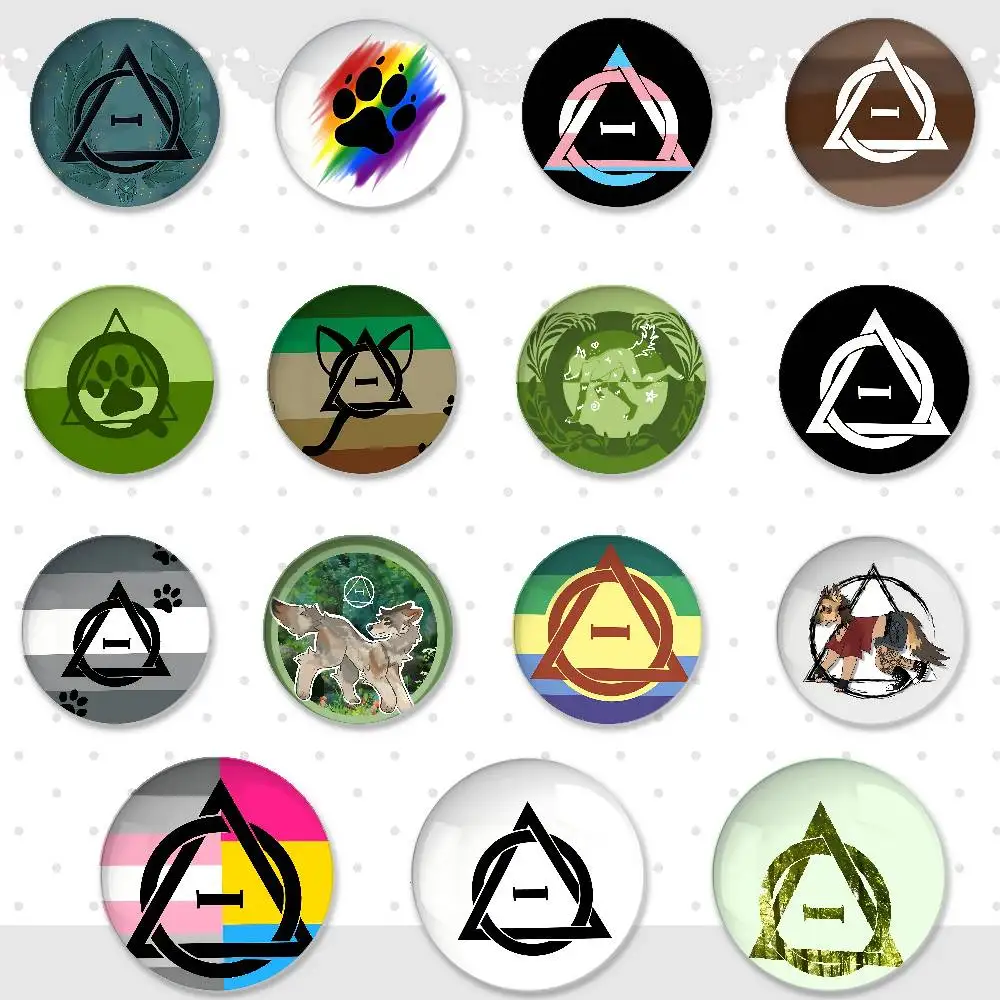 New Therian Delta Symbol Badges Fashion New Hip Hop Versatile Round Metal Badge Cartoon Pin Gift Wholesale